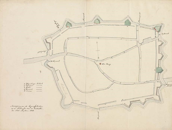 Plattegrond Leiden 1827
